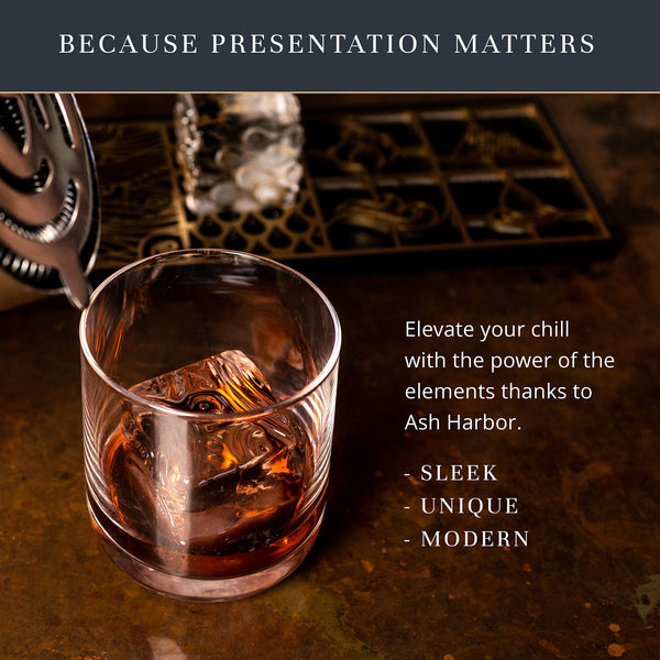 Ice Designer Tray  Craft Modern Ice Molds for Whiskey, Bourbon, & Cocktails in 5 Seconds  Whiskey Ice Mold Ice Cube Stamp  Bartender Accessories