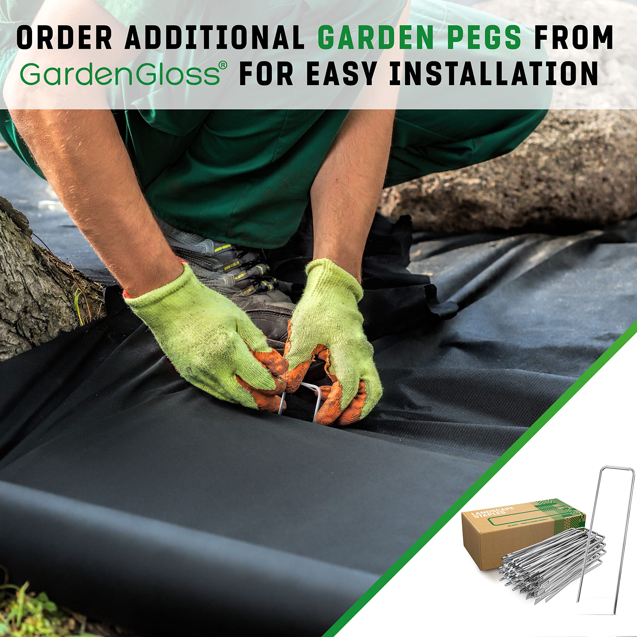 GardenGloss? 100m2 Weed Control Membrane (50gsm) - Water Permeable and Tearproof Weed Barrier Fabric - Weed Control Fabric with High UV-Stabilisation