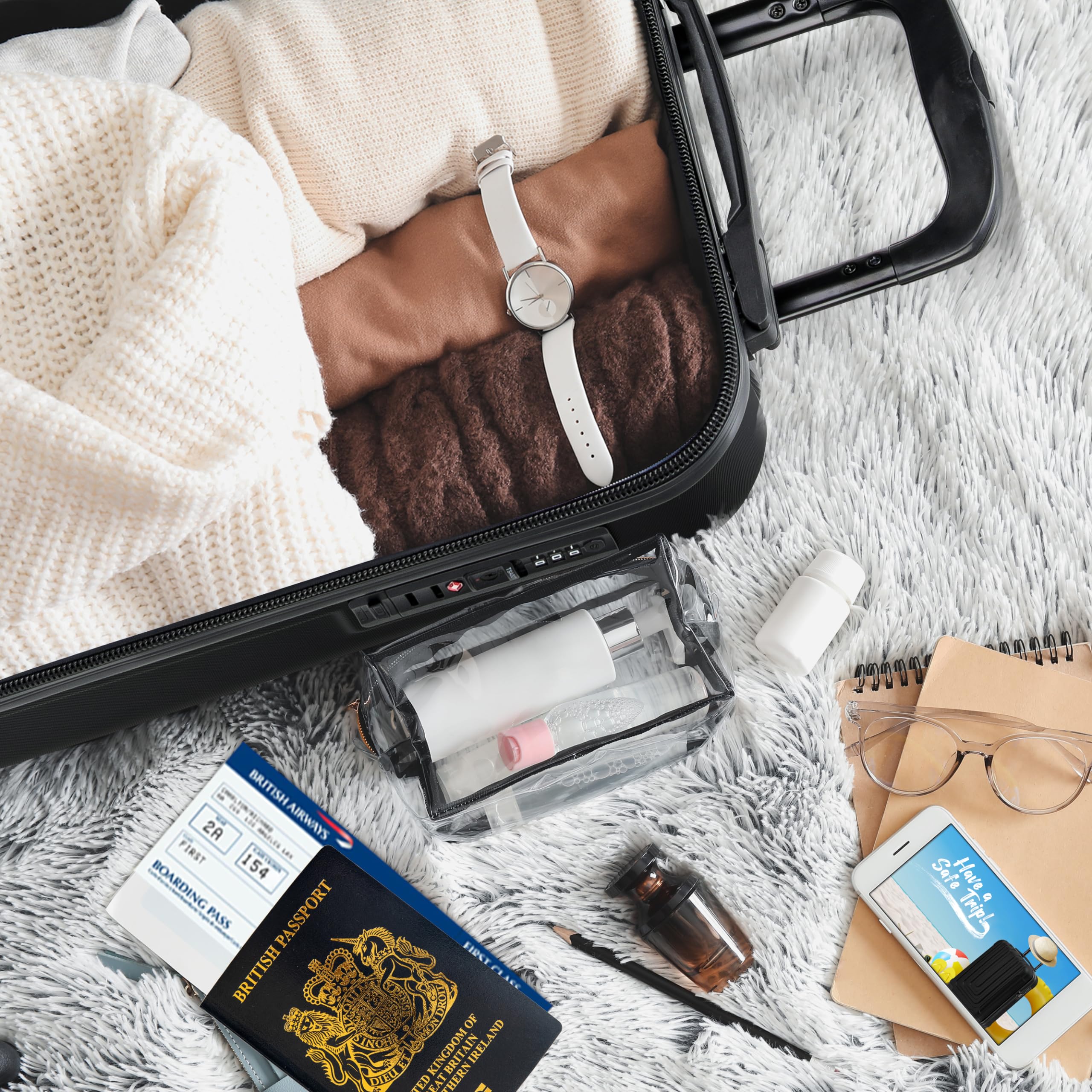 Flight Knight Premium Lightweight Suitcase - Built-in TSA Lock - 8 Spinner Wheels - ABS Hard Shell Check in Highly Durable Luggage - Medium - 67x45x26cm