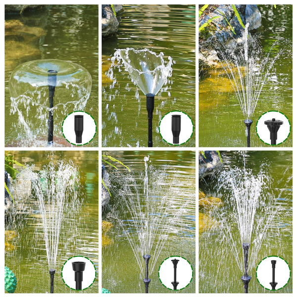 AMZtime 20W Solar Water Fountain, Upgraded solar powered water fountain for DIY Water Feature, Solar Fountain Pump with 6 Nozzles for Bird Bath, Pond,
