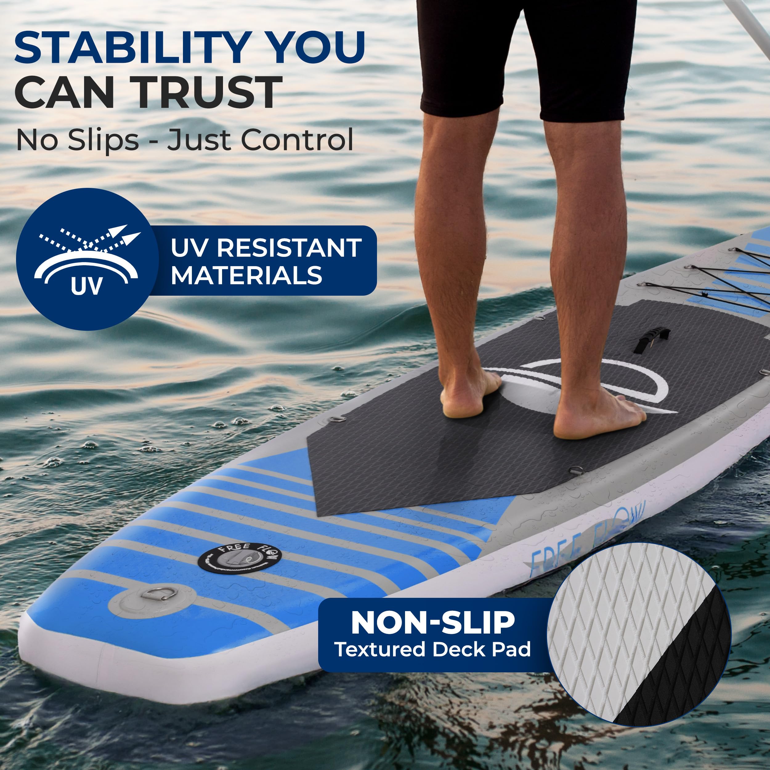 SereneLife Inflatable Stand Up Paddle Board, SUP Board- Paddleboards for Adults & Youth, Surfing Board Kit, 0.63cm Thick Standup Paddleboarding, Non-Slip Deck, Wide Stance, Surf Control w/Backpack