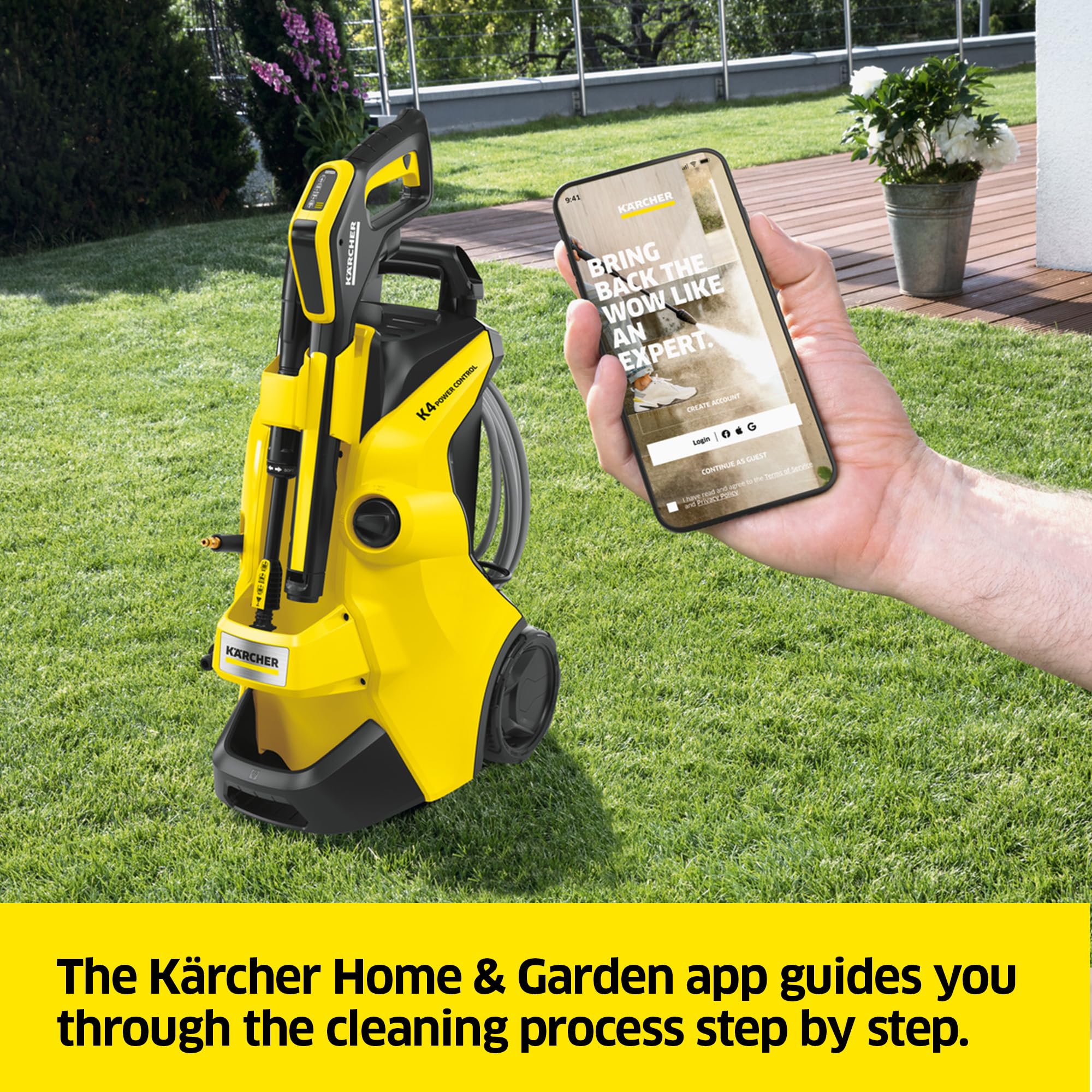 Kärcher K 5 Power Control Pressure Washer, pressure: max. 145 bar, flow rate: 500 l/h, area coverage: 40 m²/h, water filter, weight: 13 kg, high-pressure hose and gun, dirt blaster, spray lance