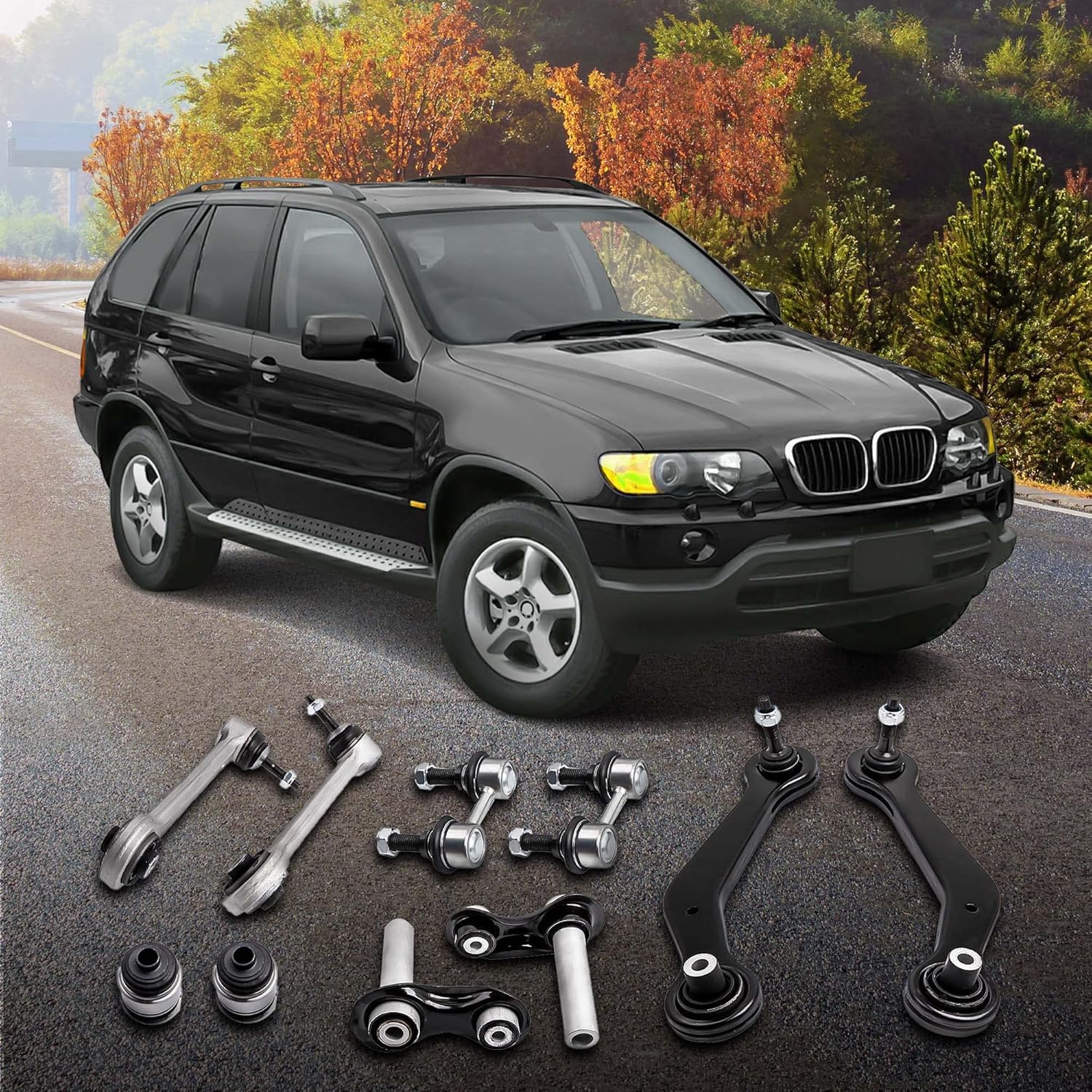 maXpeedingrods 10Pcs Rear Suspension Control Arm Ball Joint Kit RearTie Rod Sway Bar Links Kit For Bmw X5 E53 Suv 04 05