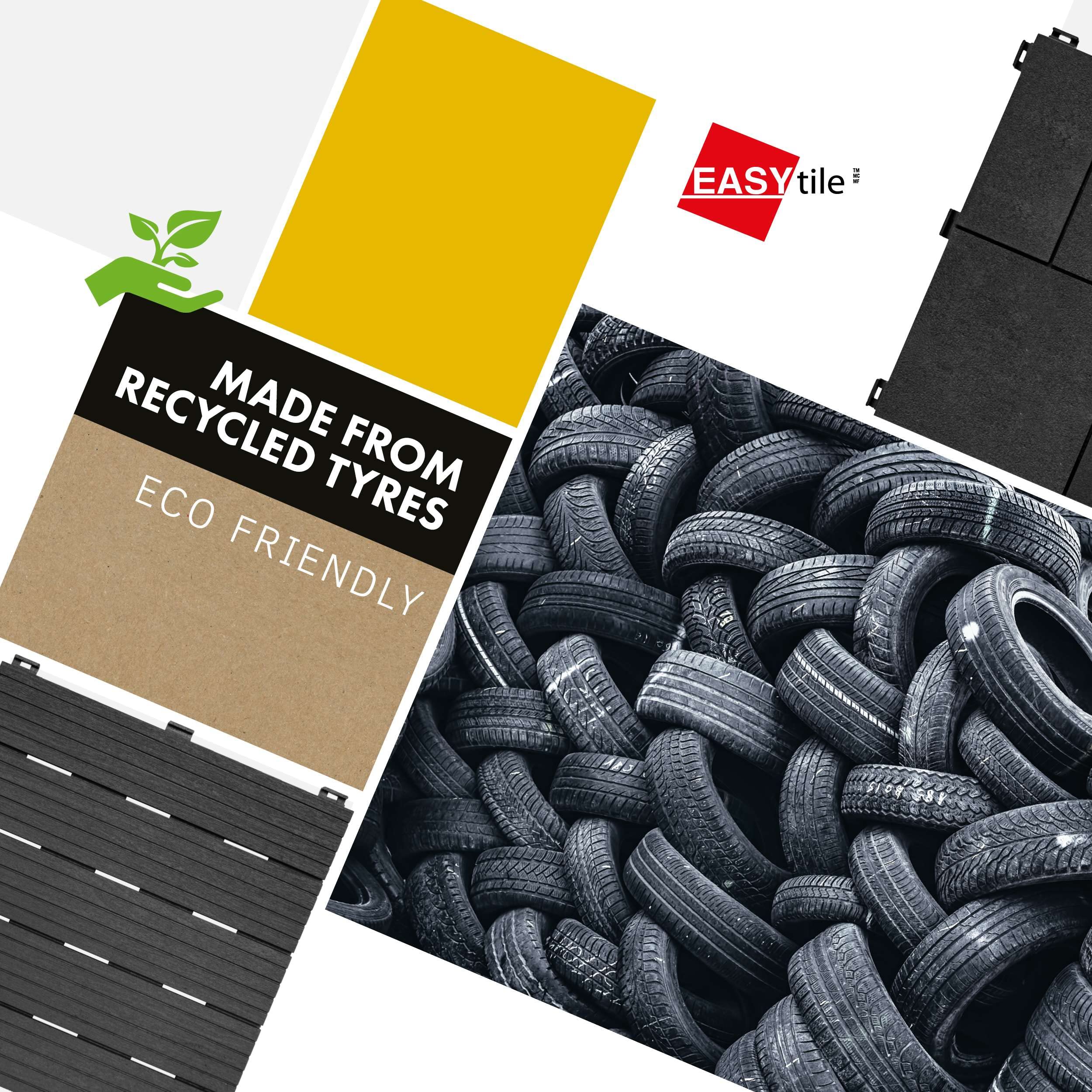 Nicoman Garden Decking Tiles Cosmopolitan Patio, Terrace, Hot Tub Deck Tiles | Interlocking Decking Tiles | Recycled | Cosmo Composite | Outdoor Drainage Deck Flooring (Graphite, 30 x 30cm, 10x)