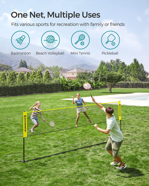 SONGMICS 3 m Badminton Net, Volleyball Net, Adjustable Poles Height, Portable Set for Tennis