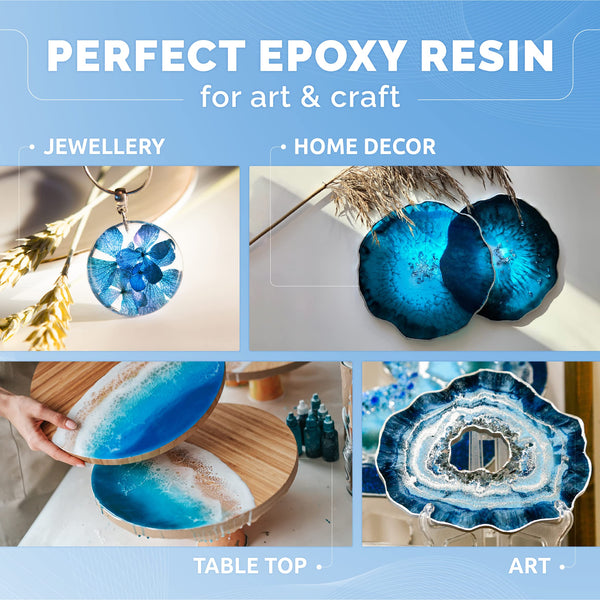 CRAFT RESIN 4L Crystal Clear Epoxy Resin Kit - Food Safe & UV Resistant for DIY Art, Wood, Jewellery Making, Coasters, Mould Casting Resin Epoxy - Low Viscosity, Self Leveling for Beginners & Pros