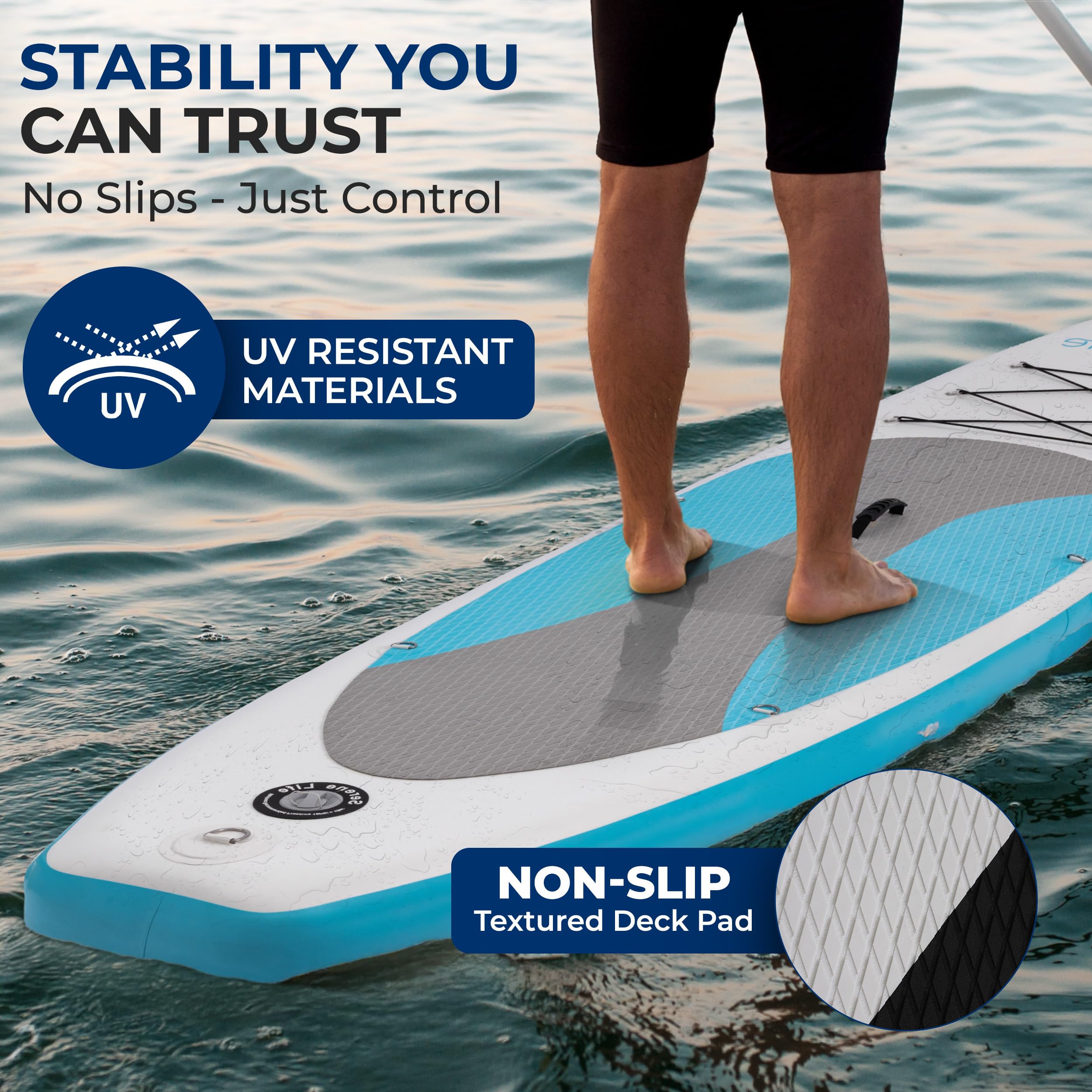 SereneLife Inflatable Stand Up Paddle Board, SUP Board- Paddleboards for Adults & Youth, Surfing Board Kit, 0.63cm Thick Standup Paddleboarding, Non-Slip Deck, Wide Stance, Surf Control w/Backpack