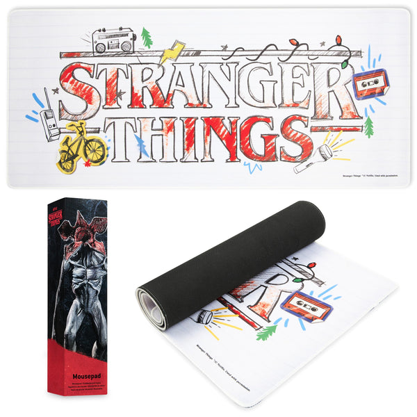 Stranger Things Desk Mat Large Mouse Mat 80 x 36 cm Desk Protector Mat PC Laptop Keyboard and Mouse Mat Gamer Gifts (White)