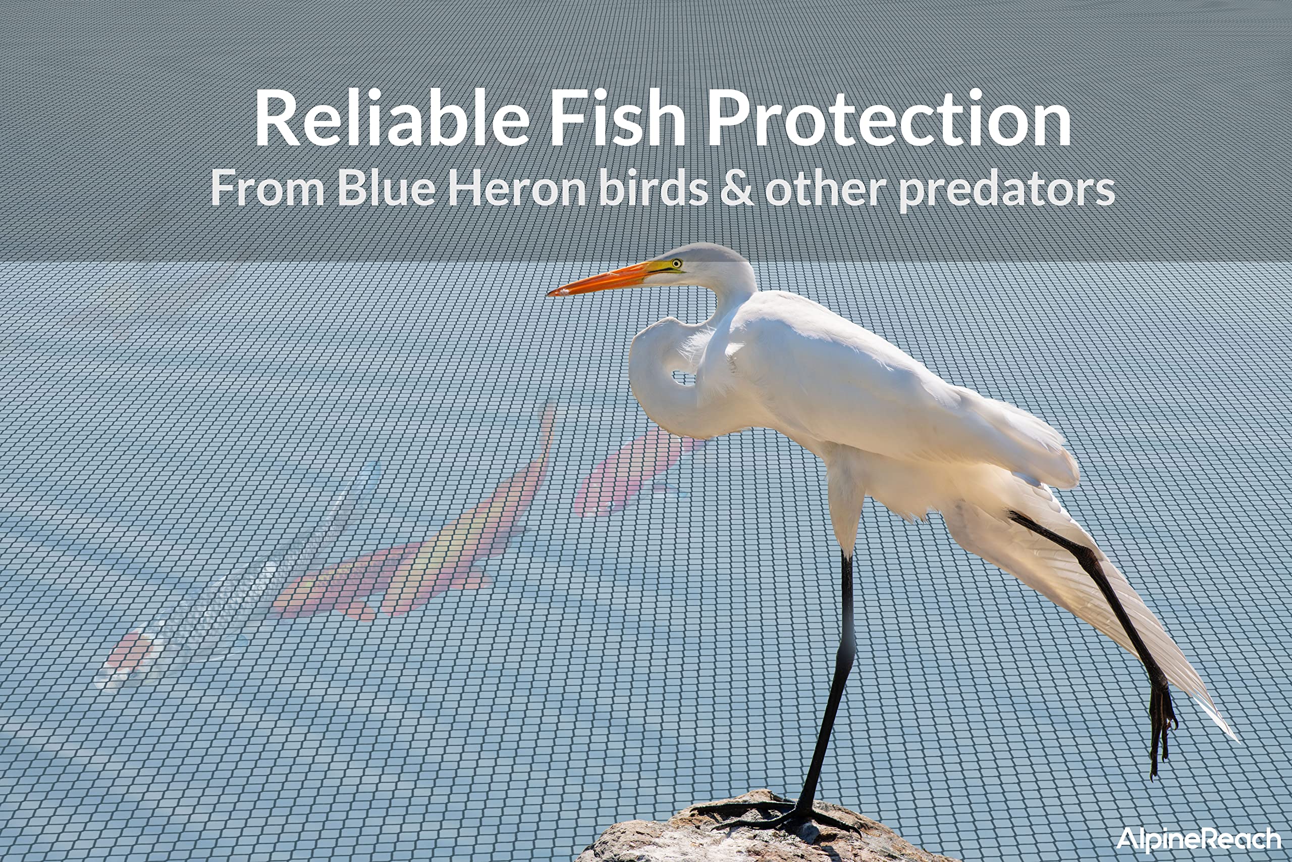 AlpineReach Koi Pond Netting Kit 12m x 12m Black Heavy Duty Woven Fine Mesh Net Cover for Leaves - Protects Koi Fish from Blue Heron Birds Cats