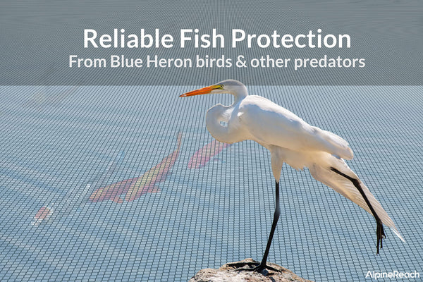 AlpineReach Koi Pond Netting Kit 12m x 12m Black Heavy Duty Woven Fine Mesh Net Cover for Leaves - Protects Koi Fish from Blue Heron Birds Cats