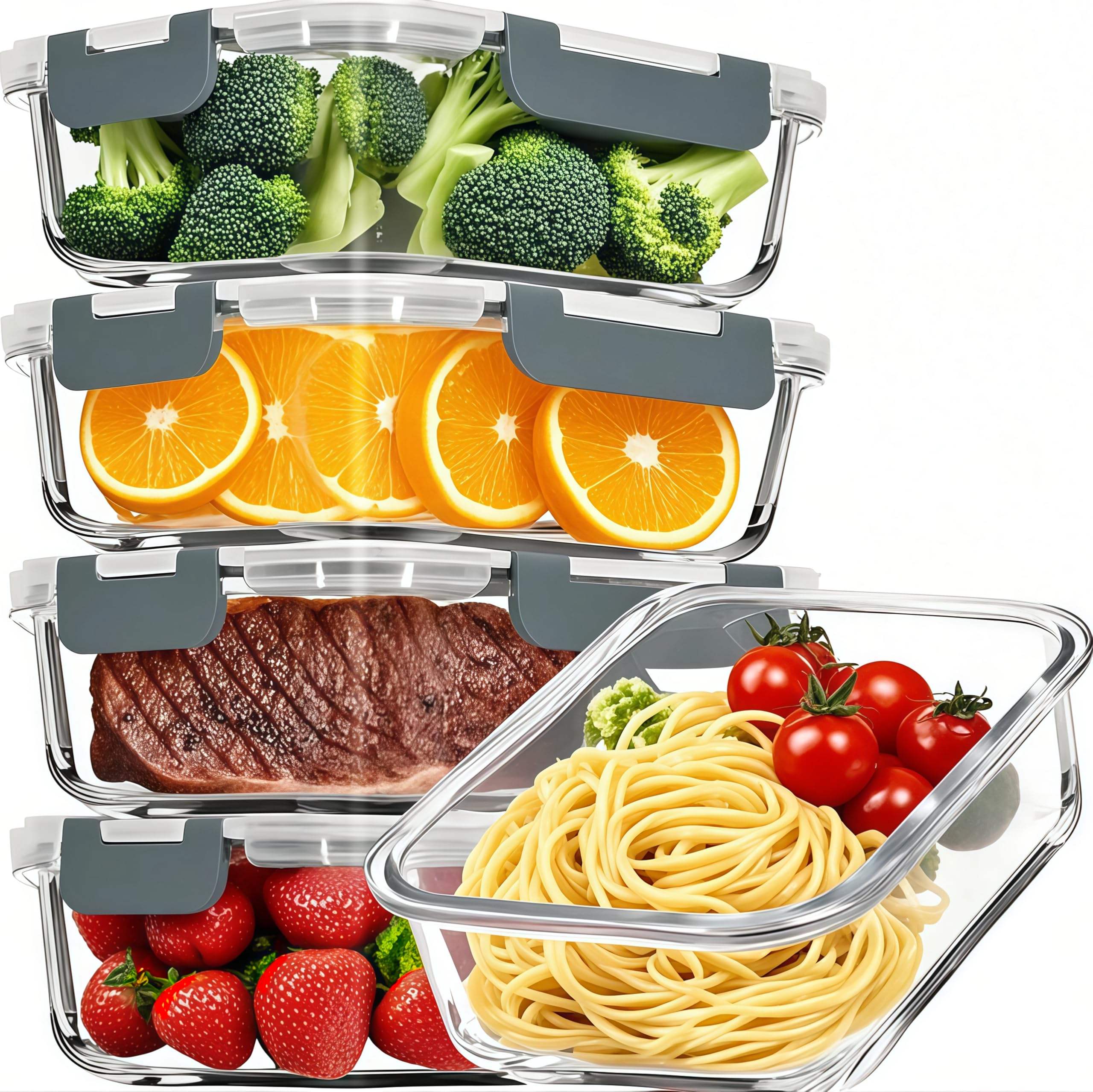 KUMD 50-Piece Airtight Food Storage Containers with Lids | Leakproof, BPA-Free, 25 Containers+ 25 Lids, Stackable & Microwave Safe Kitchen Organisers for Pantry, Meal Prep & Freezer Use, 40ml-2.5L