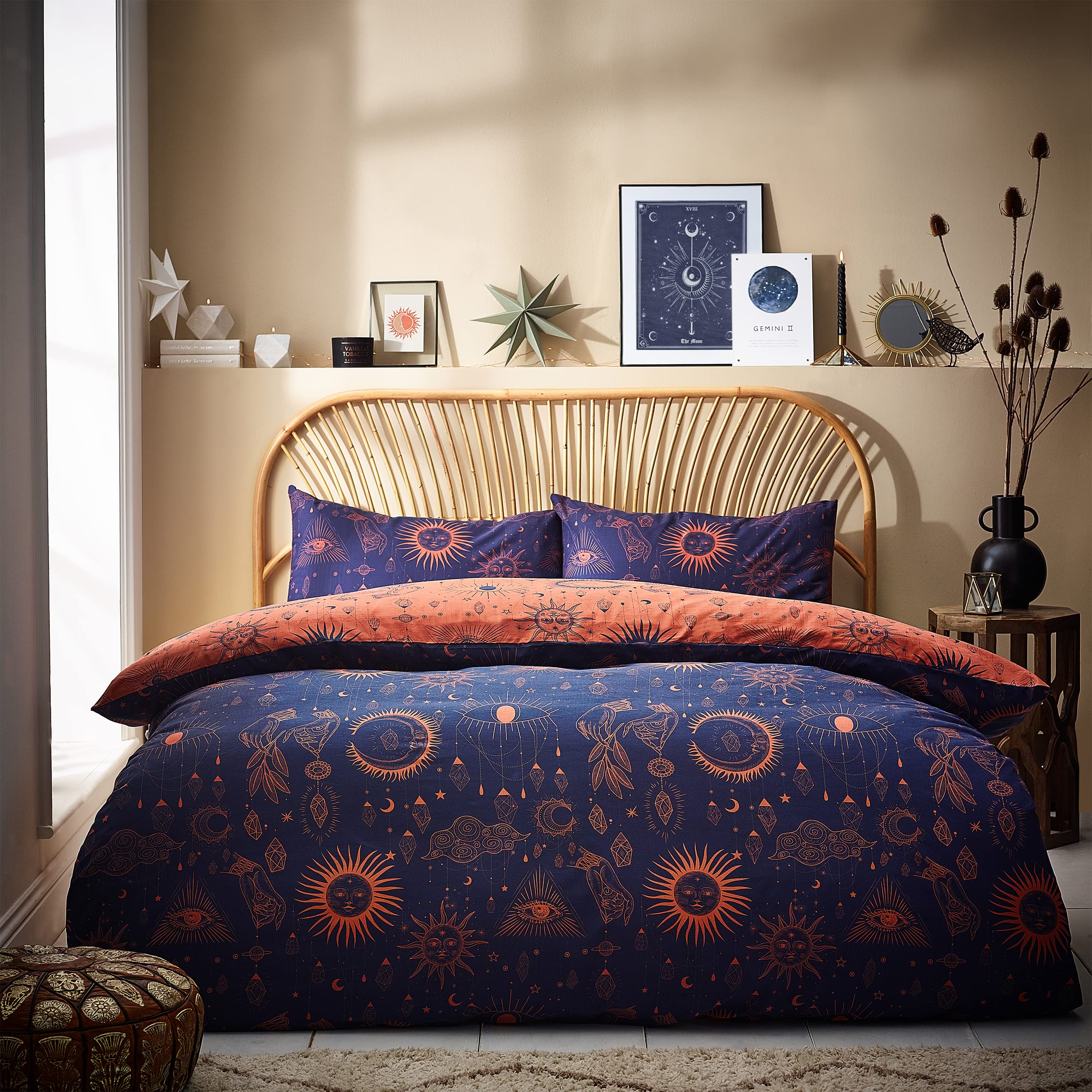 furn. Constellation Celestial Duvet Cover Set - King - Bronze/Navy