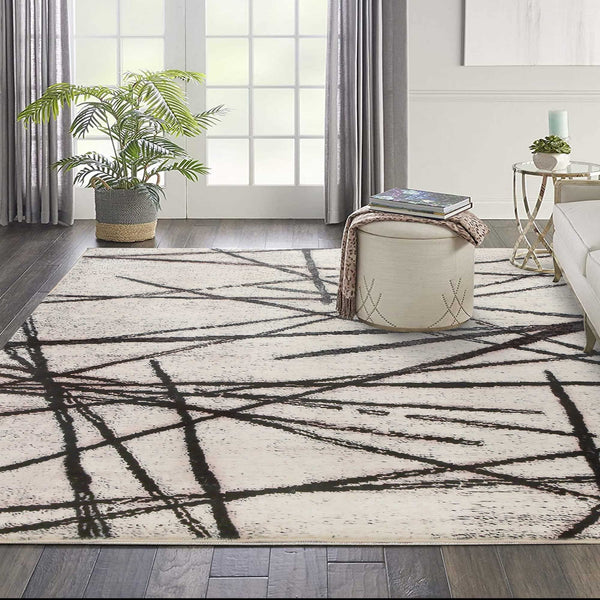 Calore Rugs Living Room Large Modern Soft Area Rug,Modern Simple Style Short Pile Beige pattern Carpet,Non-slip Large Abstract Straight Line Pattern