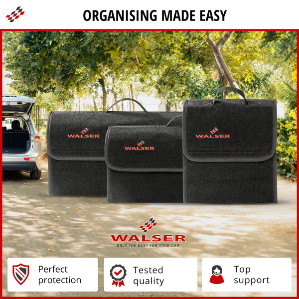 Walser Boot Bag Toolbag Organiser Size XXL, Needle Felt Boot Organiser, Car Bag, Car Storage Bag, boot organiser 57x16x21 cm black