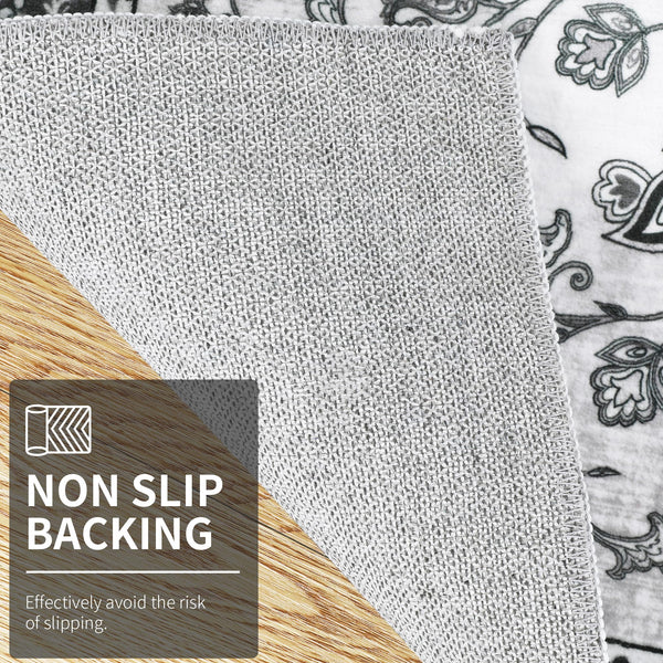 Enyhom Grey Machine Washable Carpet Runner, 80 x 200 cm Soft Touch Non Slip Hallway & Kitchen Floor Runner Mat