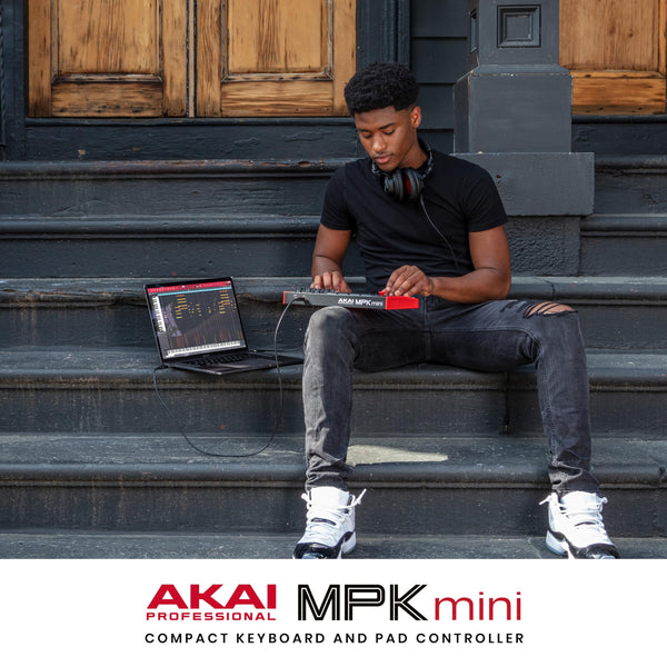 Akai Professional MPK Mini MK3 - 25 Key USB MIDI Keyboard Controller with 8 Backlit Drum Pads, 8 Knobs and Music Production Software and Native Instruments Sound Package (NKS Integration)