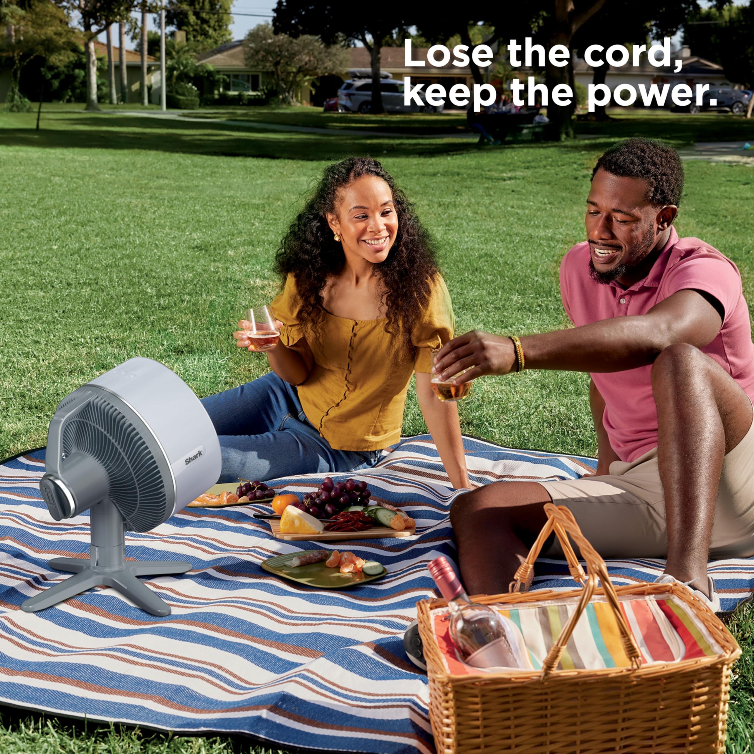 Shark FlexBreeze TableMate Cordless Fan, High-Velocity, Indoor & Outdoor Use, 20m Cooling Reach, Quiet & Portable, Weather-Resistant, 5 Speeds, Oscillating, Remote Control, FA150UK