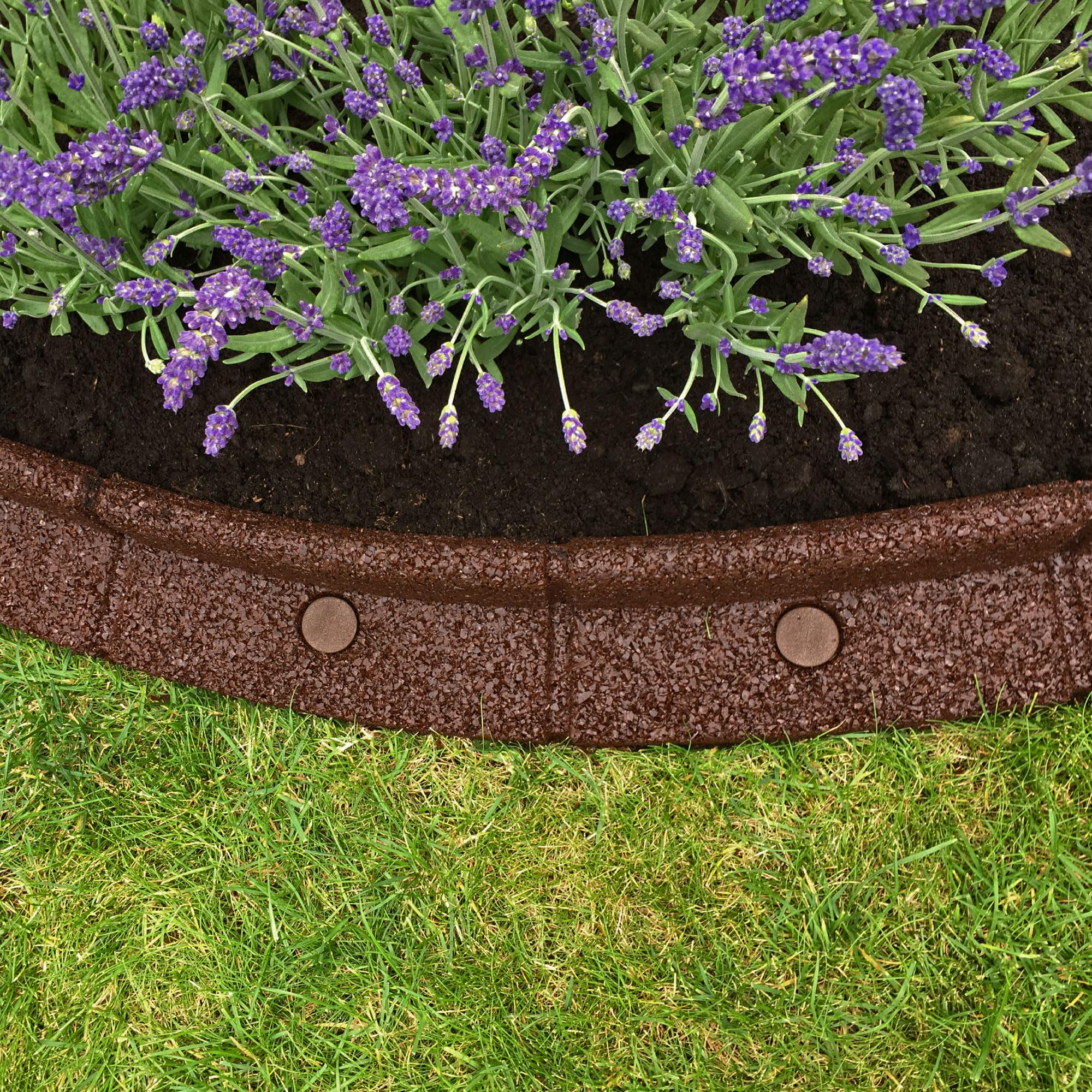 FlexiBorder - Lawn Edging - Flexible Garden Edging for Grass Lawns, Pathways & Raised Borders - Artificial Grass - Brown - 6 x 1m Lengths