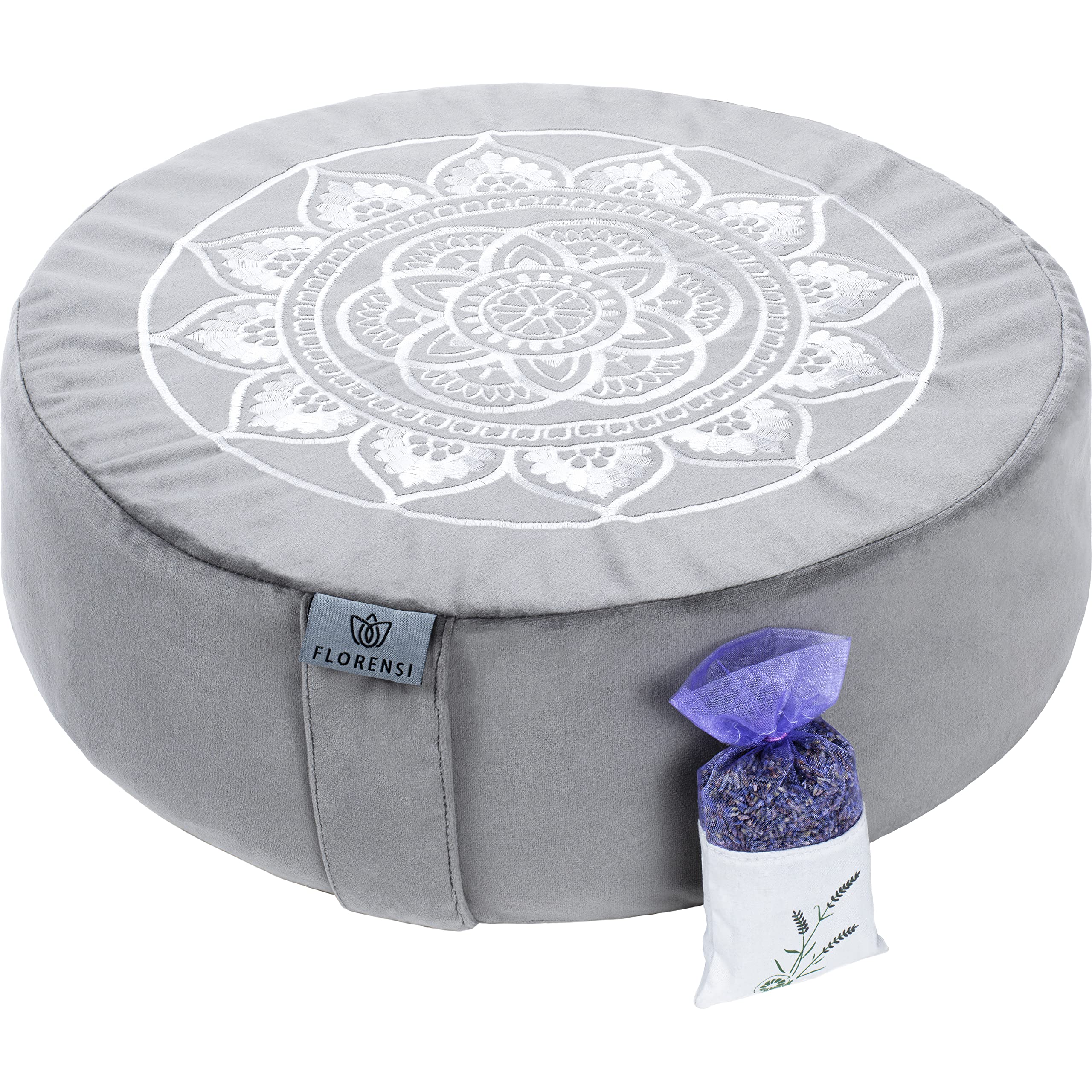 Florensi Meditation Cushion with Lavender Sachet - Comfortable Floor Pillow - Traditional Tibetan Meditation Pillow with Velvet Cover - Large Floor