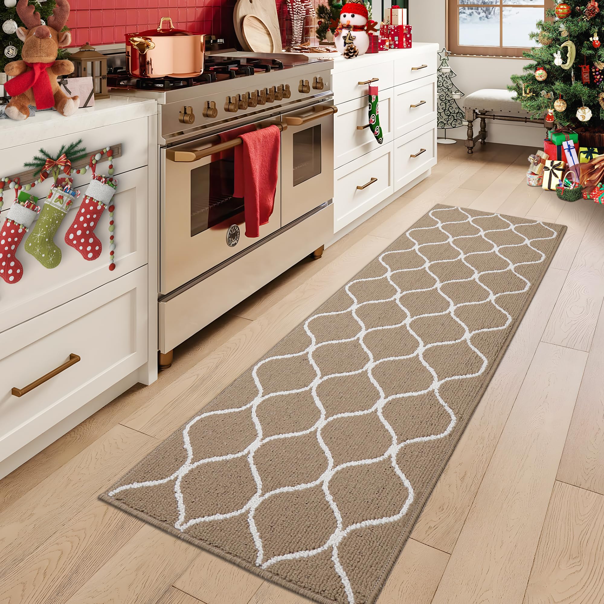 COSY HOMEER Kitchen Runner Rug, 60 x 180cm, Non-Slip, Machine Washable, Beige