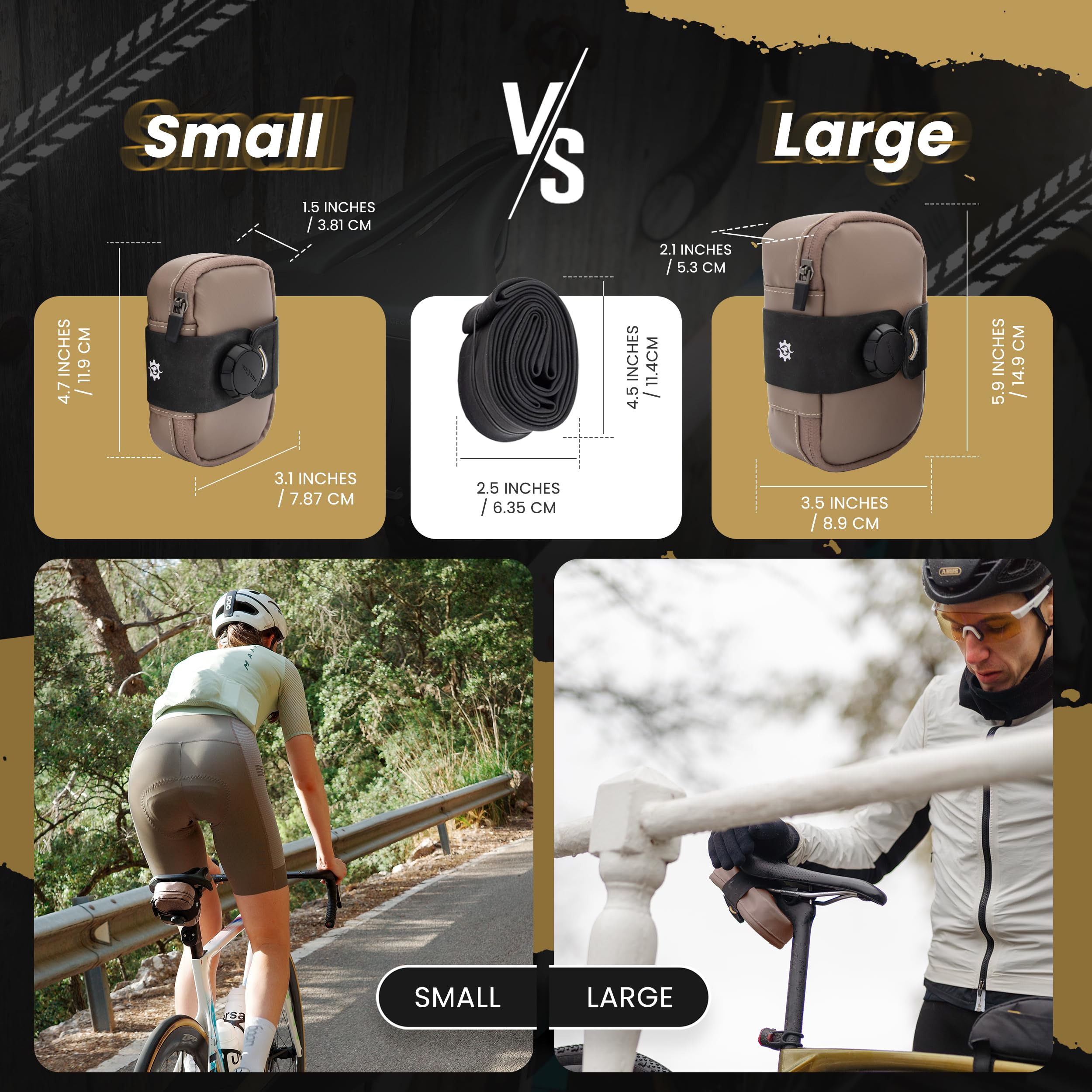 Lumiere & Co. Falcon Magnetic Bike Saddle Bag – 0.69L | 6" x 3.5" x 2" | Sleek Minimalist Brick Design, Fast Magnetic Buckle Attachment | Road Cycling–Specific Bike Seat Bag (Black, Large)