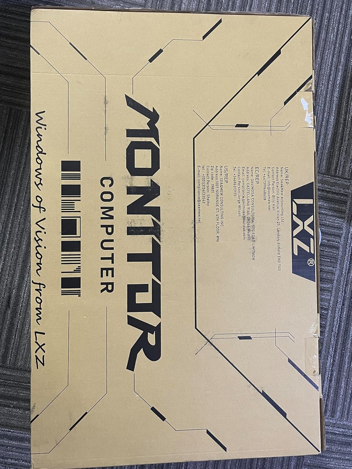 34 Inch Curved Monitor 1500R, 3440 * 1440 165Hz Gaming Monitor with FreeSync, Wide Viewing Angle, Display Port HDMI - Black