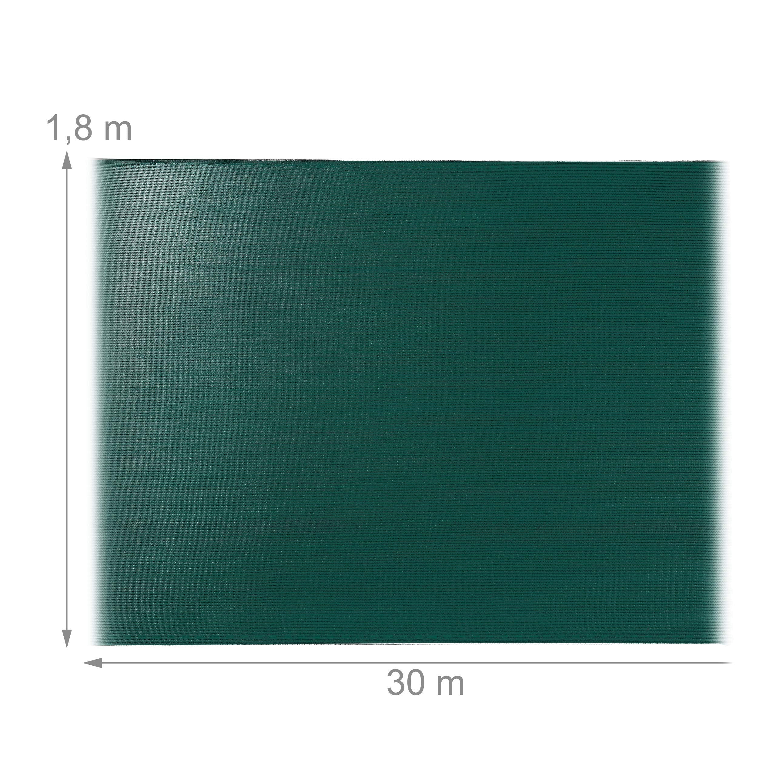 Relaxdays Fence Netting, Privacy Shield for Fences & Railing, HDPE Net, UV-Resistant, Weatherproof, 1.8 x 30 m, Green