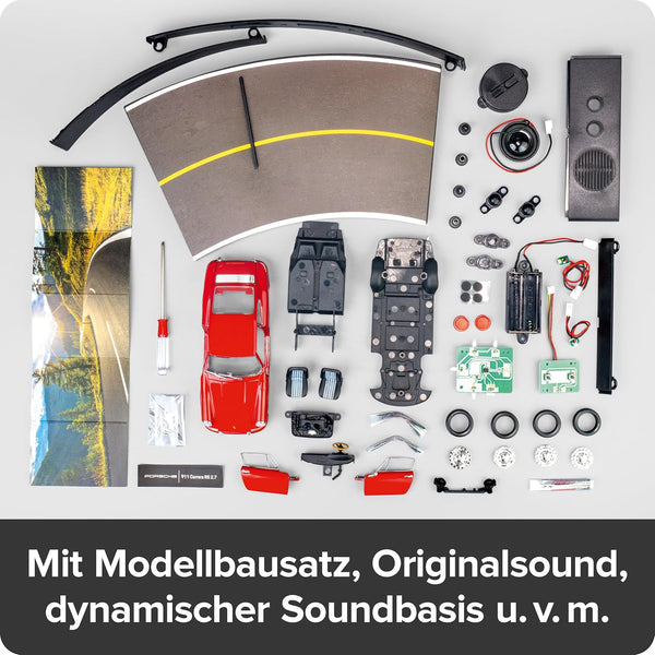 Franzis 67247 - Porsche 911 - Build Your Legend - detailgetreuer Modellbausatz inkl. Soundmodul, LED-Beleuchtung, Begleitbuch