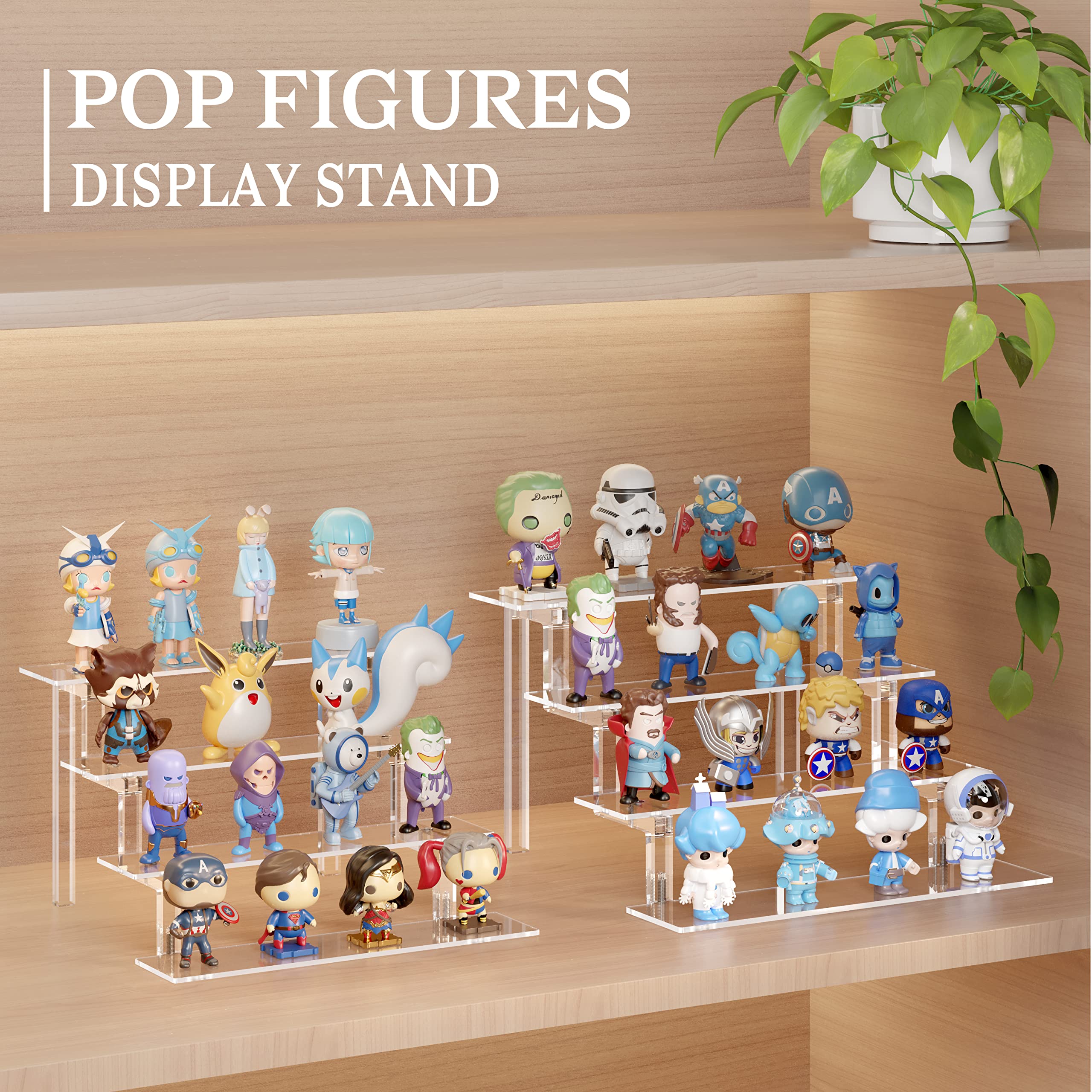 Janaden Acrylic Display Stands Perfume Organizer Risers Shelf for Pop Figures, Cupcake Dessert Stand, Clear Shelves for Small Collectibles - 2 Pieces
