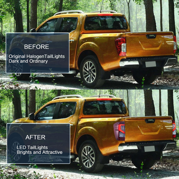 VLAND LED Tail Lights Compatible with 2014-2023 Nissan Navara/Frontier D23, Rear Lights with DRL and Turn Signal, Red