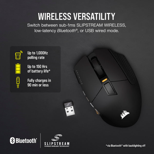 CORSAIR SCIMITAR ELITE WIRELESS MMO Gaming Mouse – 26,000 DPI – 16 Programmable Buttons – Up to 150hrs Battery – iCUE Compatible – PC, PS5, PS4, Xbox – Black