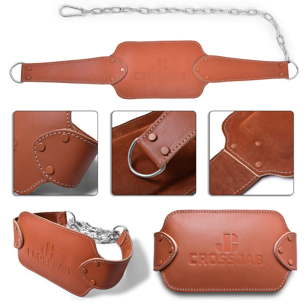 Crossjab Leather Dipping Belt Pro Dip Belt For pull ups and dips Bodybuilding With Clip Release System Back Support Strength Tested Weightlifting Gym