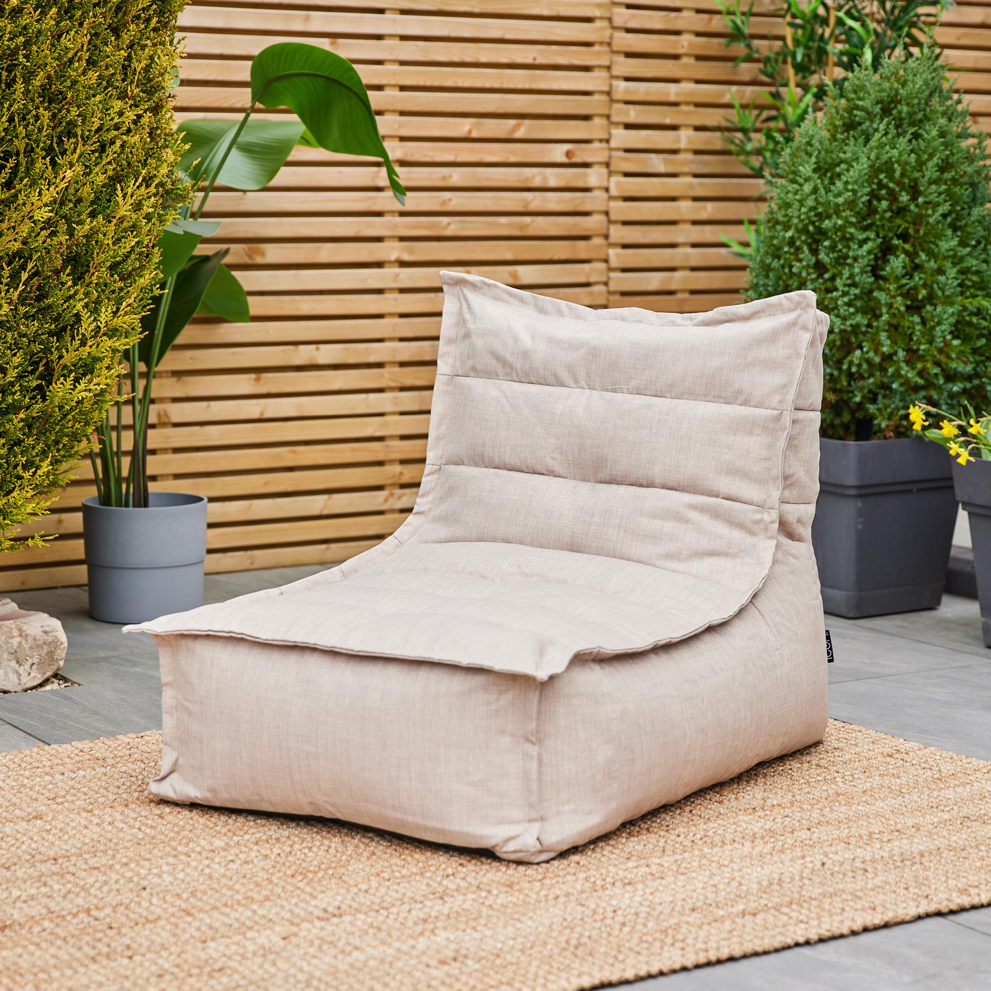 icon Dolce Lounge Bean Bag Chair and Footstool, Grey, Indoor Outdoor Beanbag, Large Adult Bean Bag with Filling Included, Floor Chair, Garden, Living Room Furniture, Bedroom Furniture