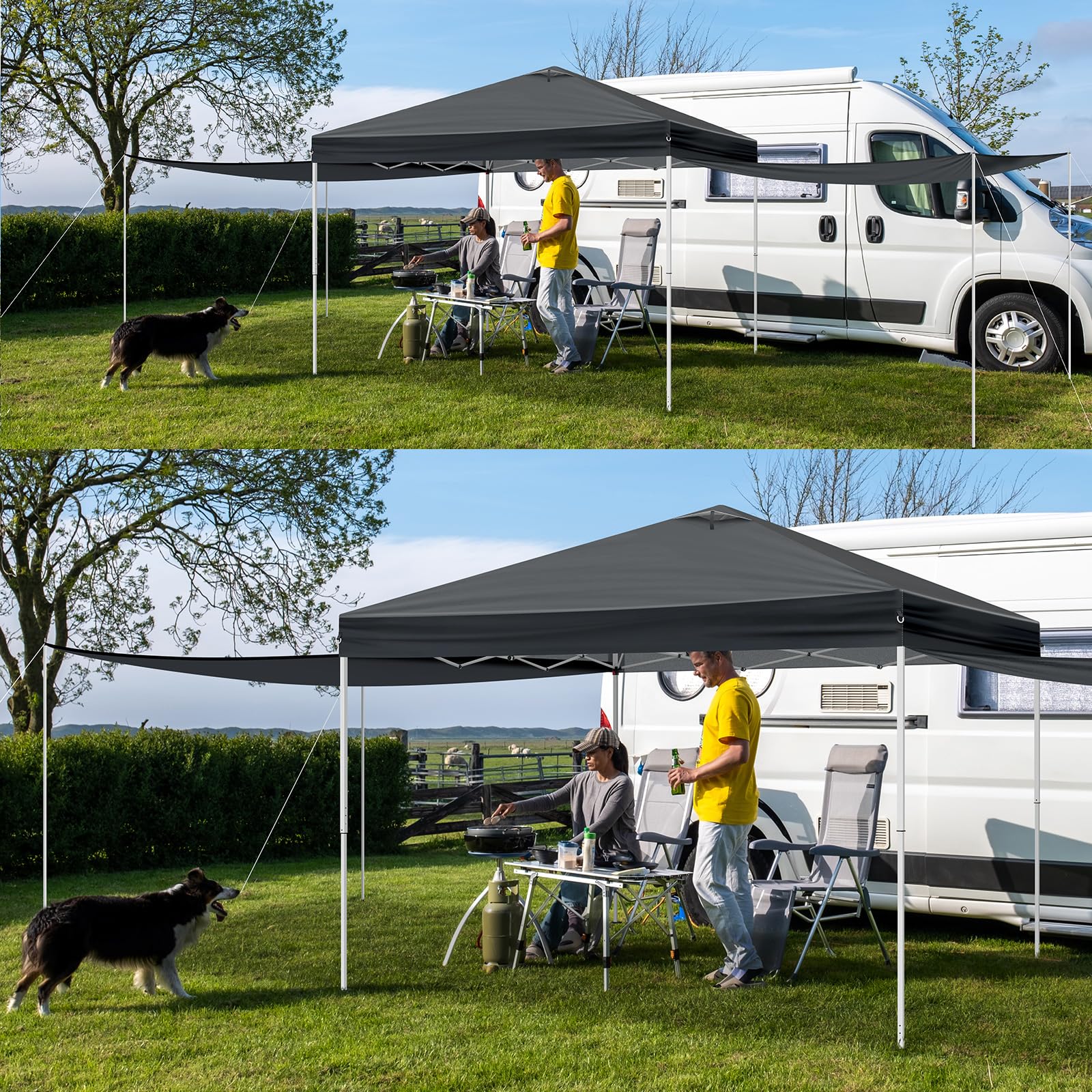 Outopee 3m x 3m Ez Pop Up Canopy Tent with 4 SideWalls, Outdoor Gazebo Portable Instant Canopy for Commercial Events, Party, Backyard BBQ, Camping, Blue