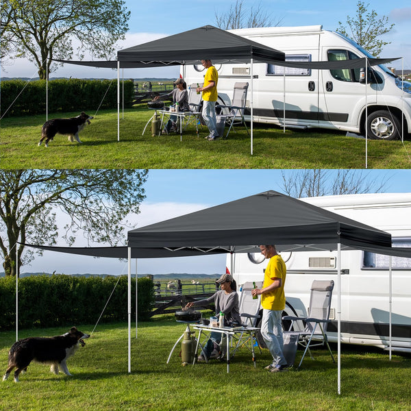 Outopee 3m x 3m Ez Pop Up Canopy Tent with 4 SideWalls, Outdoor Gazebo Portable Instant Canopy for Commercial Events, Party, Backyard BBQ, Camping, Blue