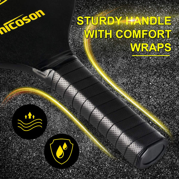 Amicoson Pickleball Set - 4 Paddles With Ergonomic Cushion Grip, 8 Indoor & Outdoor Balls, Wood Rackets, Carry Bag