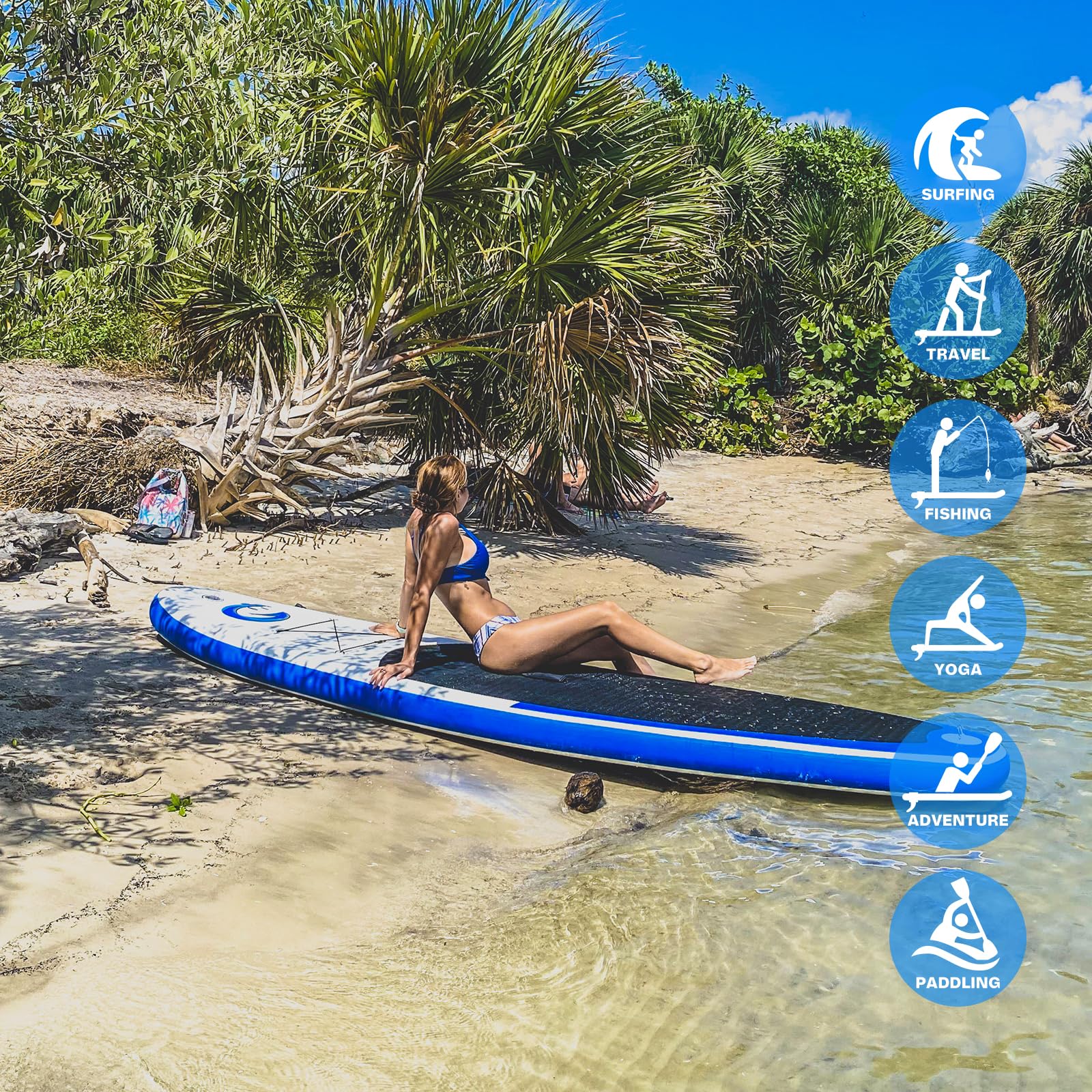 FunWater SUP Inflatable Stand Up Paddle Board 11'6"/11'/10'5" Ultra-Light with Inflatable Board,ISUP Accessories,Three Fins,Adjustable Paddle, Pump,Backpack, Leash,Waterproof Bag