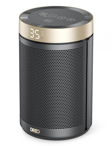 Dreo Electric Heater, 1500W Energy Efficient Space Silent Room Heater, Portable Ceramic Fan Heaters, Thermostat 3 Modes 12H Timer, Overheat & Tip Over Protection, for Bedroom, Atom 316, Gold