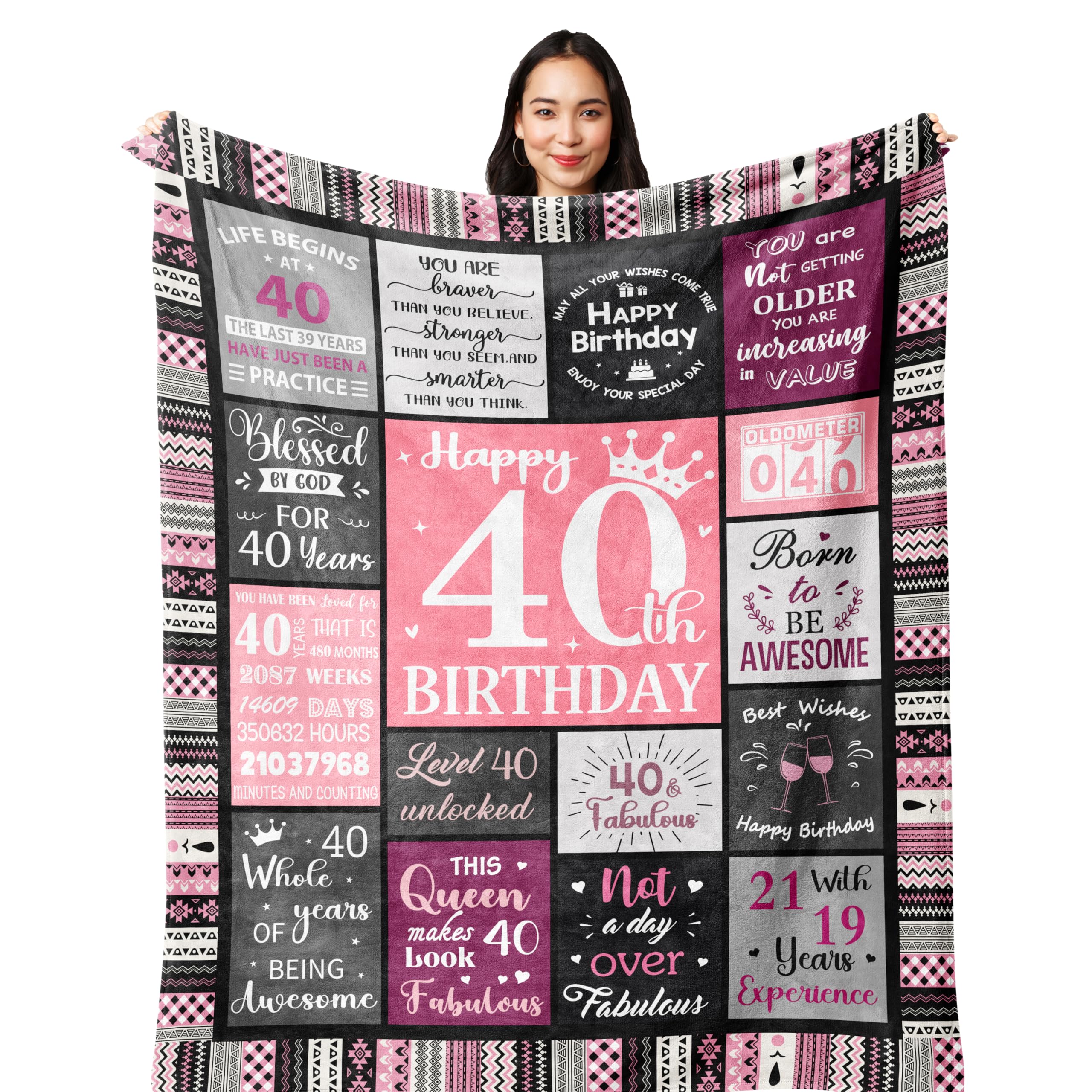 40th Birthday Gifts Women Blanket 200x150CM, 40th Birthday Decorations Women, 40th Birthday Gift Ideas, Happy 40th Birthday Gifts for Women, 1984