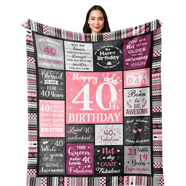 40th Birthday Gifts Women Blanket 200x150CM, 40th Birthday Decorations Women, 40th Birthday Gift Ideas, Happy 40th Birthday Gifts for Women, 1984