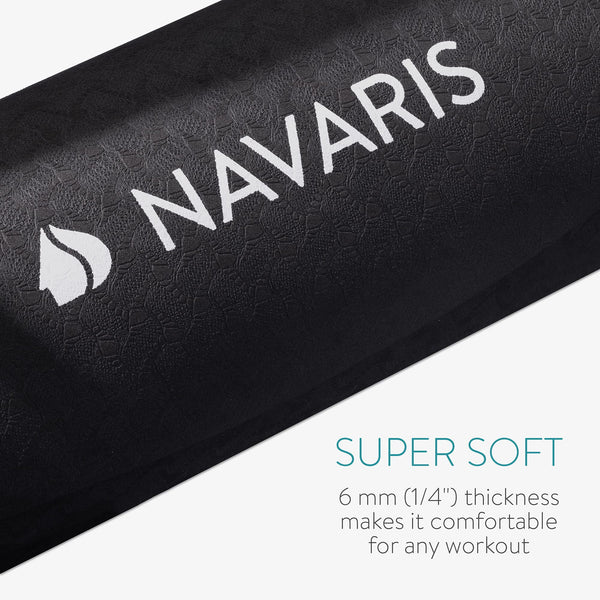 Navaris Round Yoga Mat - 120cm Diameter Circular Exercise Mat 0.6cm Thick - Non-Slip Training Mat for Pilates Workout Home Gym Meditation