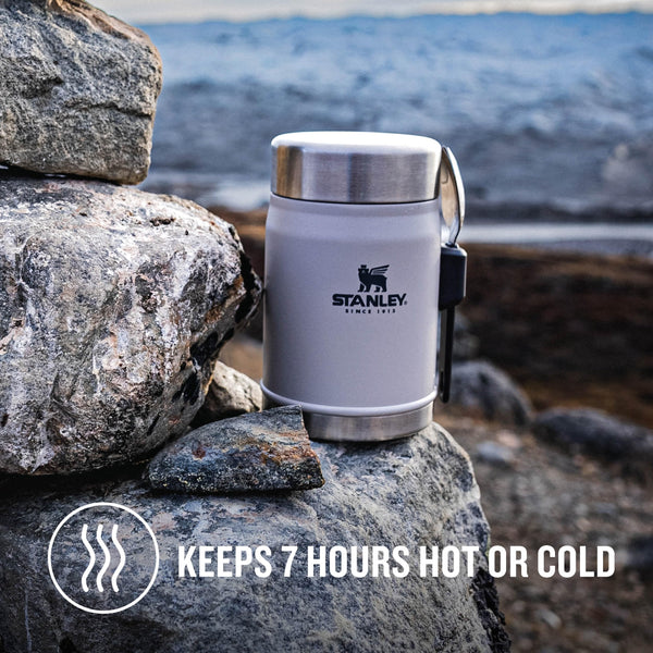 Stanley Classic Legendary Food Jar 0.4L With Spork - Keeps Cold For 7 Hours - BPA-Free Stainless Steel Soup Flask - Leakproof - Dishwasher Safe - Rose Quartz