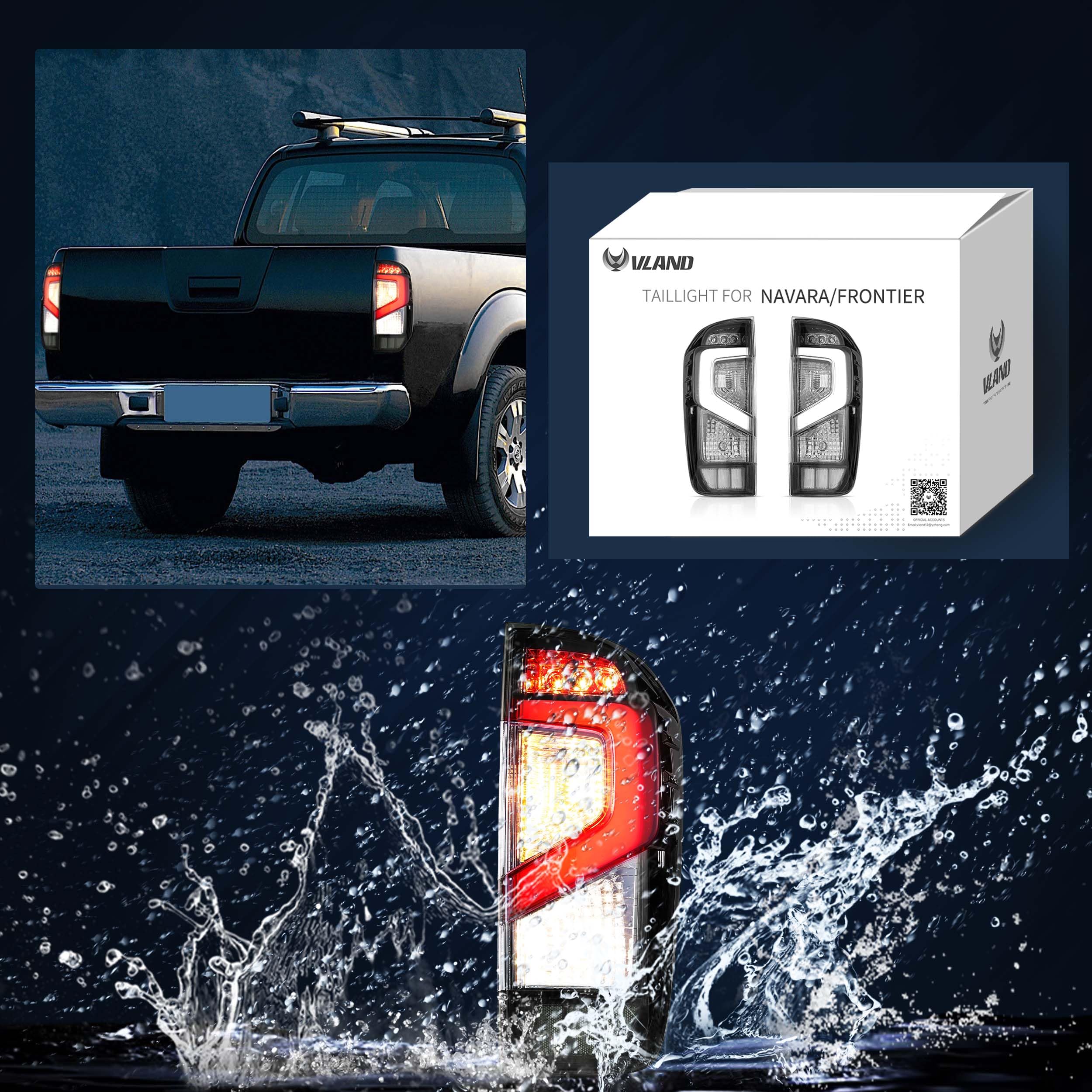 VLAND LED Tail Lights Compatible with 2014-2023 Nissan Navara/Frontier D23, Rear Lights with DRL and Turn Signal, Red