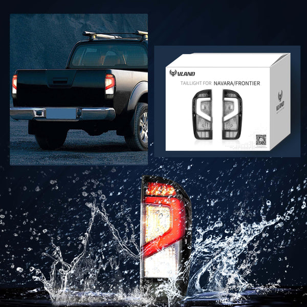 VLAND LED Tail Lights Compatible with 2014-2023 Nissan Navara/Frontier D23, Rear Lights with DRL and Turn Signal, Red