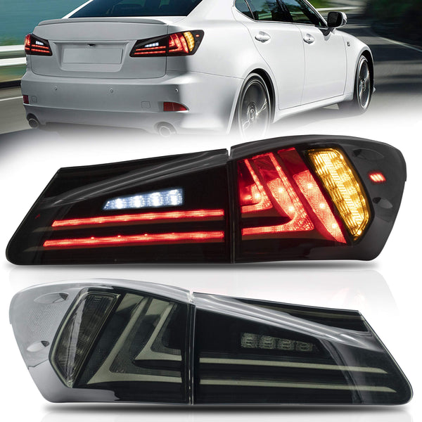 VLAND LED Taillights Fit for Lexus IS250 IS350 2006-2012 Rear Lights withSequential Turn Signal, Smoked