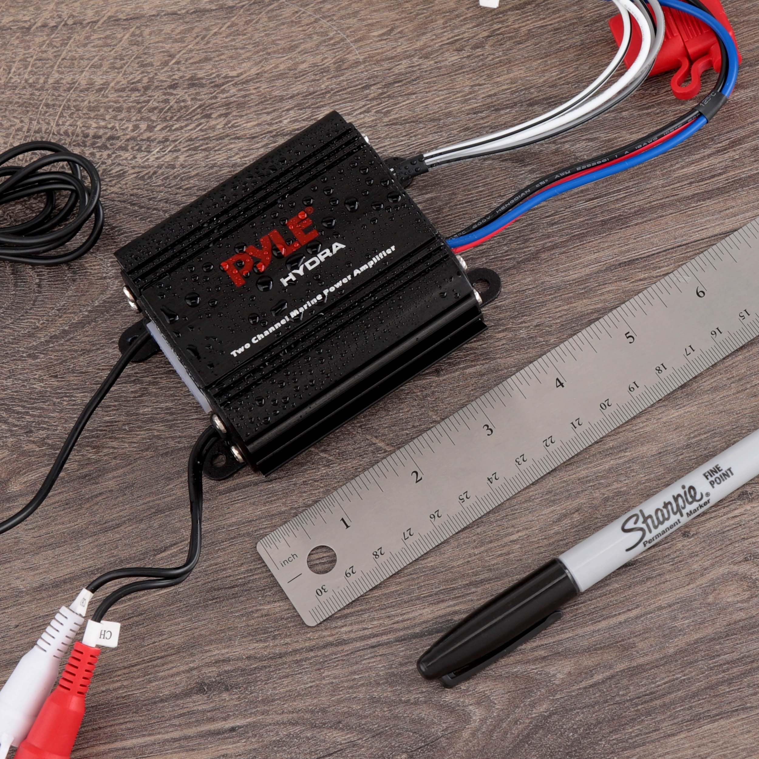 Pyle PLMRMP1B 400W 2 Channel Waterproof Micro Marine Amplifier