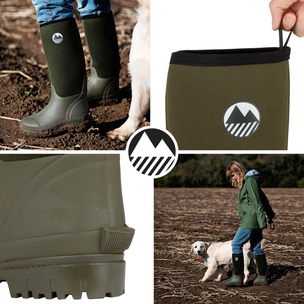 Lakeland Active Women's Rydal Neoprene Insulated Rubber Mucker & Yard Wellington Boots Warm Lined Fully Knee High Waterproof Wellies in Black, Moss Green, Navy Blue & Plum