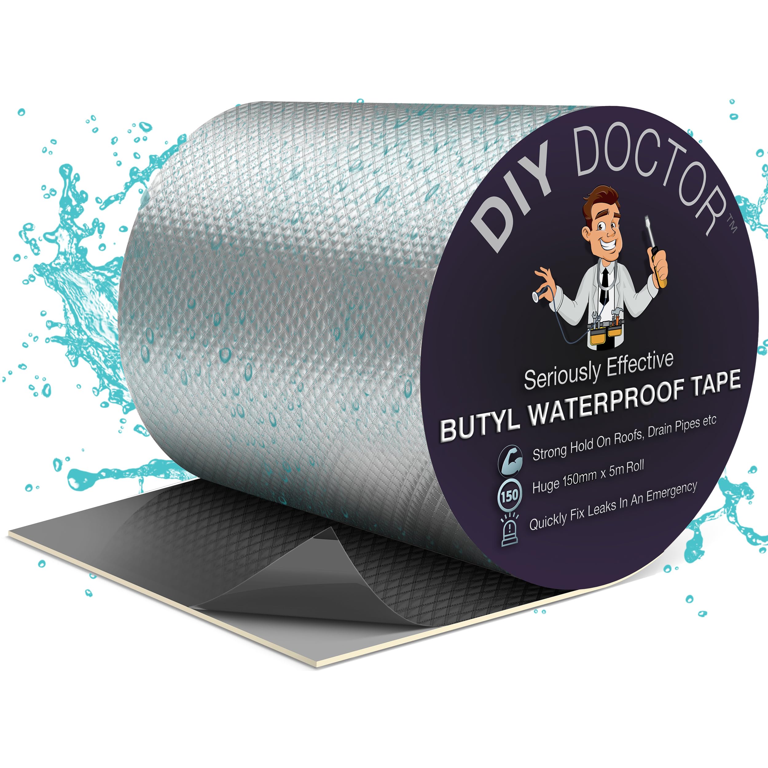 DIY Doctor Waterproof Tape for Leaks - Butyl Roof Sealant Tape - Outdoor Waterproof Repair Tape with Aluminium Foil – 50mm x 5m