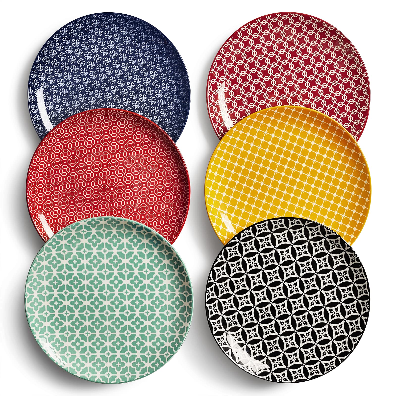DOWAN 21.6cm Colorful Side Plates, Dessert Plates for Salad, Pasta, Pancakes, Steak - Small Serving Plates for Party, Wedding, Easter, Restaurant,