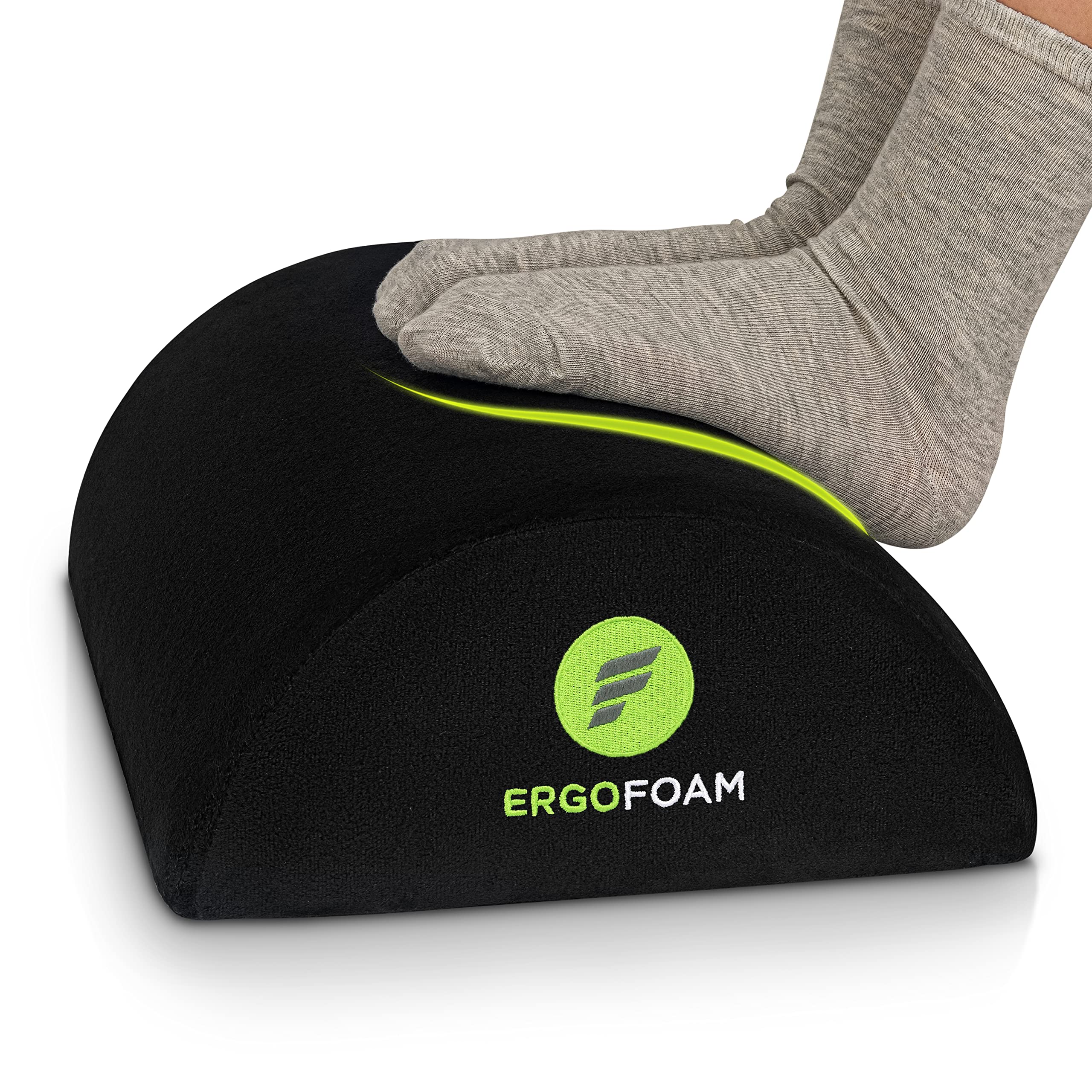 ErgoFoam Foot Rest Under Desk (Tall) - Large Premium Velvet Soft Foam Footrest for Desk - Most Comfortable Desk Foot Rest in The World for Back,